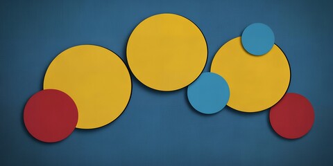 Poster - Abstract Background with Overlapping Yellow Blue and Red Circles Modern Design Element for Wallpaper Website or Presentation