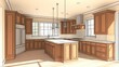 © Visual Enigma - Kitchen design with light-wood cabinetry, island, and windows