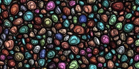 Poster - Abstract Colorful Pebble Pattern Seamless Texture Design for Backgrounds or Fabric Prints This vibrant design features multicolored stones in a repeating pattern perfect for various applications