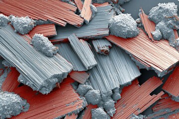 Poster - Detailed view of mineral samples showcasing unique textures and colors under microscopic examination