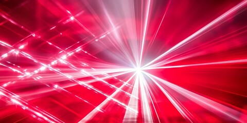 Poster - Abstract Red and White Light Rays Background Image Dynamic Energy Speed Motion Burst Design Graphic