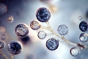Poster - Bubbles and microminerals showcasing natural wonders under magnification in a scientific study