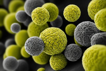 Poster - Intricate structure of bacteria reveals vibrant colors and shapes under microscopic examination