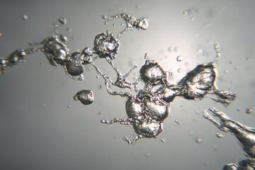 Poster - Droplets form intricate patterns in high magnification with light reflecting off water surface