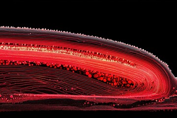 Poster - Colorful abstract representation of flowing lines and particles under a microscope showcasing intricate details