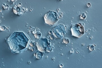 Poster - Unique crystal formations captured under a microscope showcasing intricate details and diverse shapes in a scientific exploration