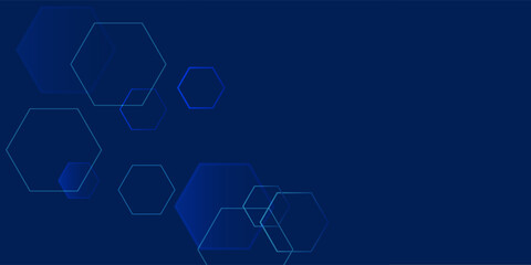 Poster - Hexagon geometric blue neonbackground. Abstract graphic digital future science concept design.