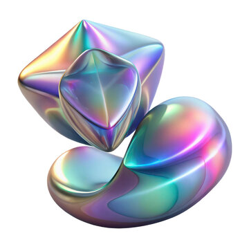 Abstract iridescent shapes rendering art design background wallpaper holographic gradient texture d
