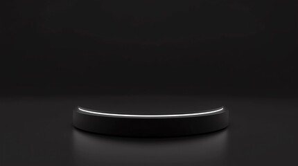 Poster - Black product background stand or winner podium pedestal on advertising neon display with blank backdrops. 3D rendering