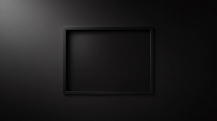 Poster - Blank logo frame with modern style on black background. Empty silver template for design emblem and long square shape. 3D rendering