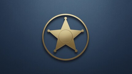 Poster - Blank star logo or emblem badge in luxury design with golden color on dark blue background. 3D rendering