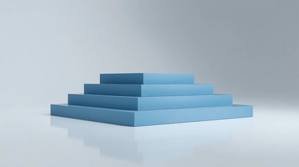 Leinwandbilder - Blue pedestal of stairs or podium stand isolated on white background with business growth concept. Modern blue ladder display. 3D rendering