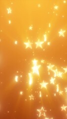 Poster - Floating glowing yellow stars scattered across a bright golden background with dreamy bokeh light effects