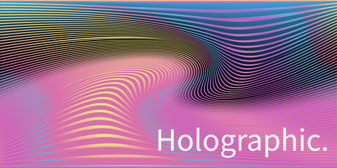 Poster - Vector illustration features a minimalist abstract design with dynamic, wavy lines creating a 3D effect. The style is modern and futuristic, with a vibrant theme. Colors include black, pink, cyan.