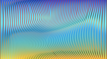Poster - Abstract vector illustration in op-art style with a focus on wavy horizontal lines and a distorted, hypnotic visual effect. The theme is modern abstraction and movement, with smooth  shapes.