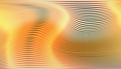 Poster - Abstract vector illustration in op-art style with a focus on wavy horizontal lines and a distorted, hypnotic visual effect. The theme is modern abstraction and movement, with smooth  shapes.