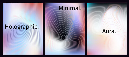 Poster - Vector illustration features a minimalist abstract design with wavy, flowing lines creating a 3D effect. The style is modern, futuristic and geometric. Purple, pink, and white smooth, curved shapes.