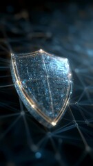 Aufkleber - Glowing digital shield represents cybersecurity and data protection on a futuristic network background, symbolizing online security and privacy in the digital age