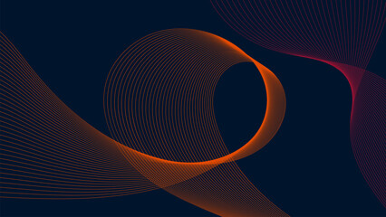 Poster - Fractal burst abstract background with glowing circles and flowing vector lines