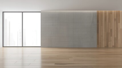 Poster - Modern interior with concrete wall and wood paneling image