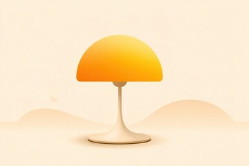 Poster - Modern lamp design with warm orange hue set against a soft cream background in a minimalist style decor