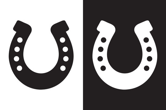 Lucky Horseshoe Icon — Black and White Vector Symbol for Good Fortune