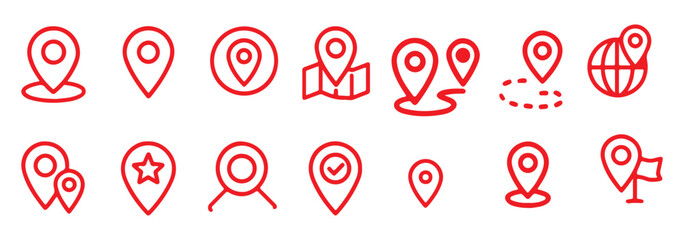 Poster - Route Optimization line icon, Route icon between two points with dotted path and location pin. Route location icon