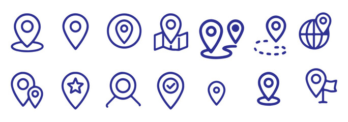 Poster - Route Optimization line icon, Route icon between two points with dotted path and location pin. Route location icon