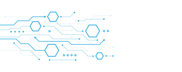 Aufkleber - Abstract white blue digital technology futuristic circuit board background design.	