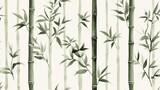 Seamless pattern of bamboo stalks and leaves.  Gentle shades of green