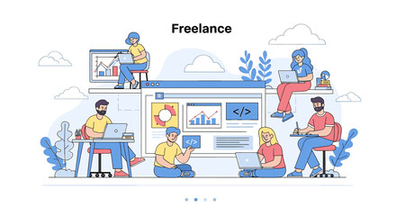 Poster - Freelance Team Collaborating on Web Development Project