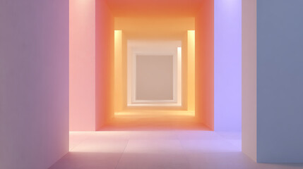 Poster - A captivating corridor with vibrant, illuminated walls in various colors, creating a unique atmosphere for exploration.
