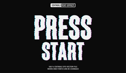 Leinwandbilder - Editable 3d text style effect - Press Start Game Glitch text effect Template