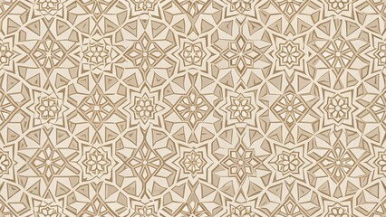 Aufkleber - intricate beige and brown geometric starburst pattern, ideal for textile design, wallpaper, and surf