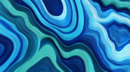 Poster - A vibrant abstract illustration featuring flowing lines in varying shades of blue and green, creating a mesmerizing visual effect.