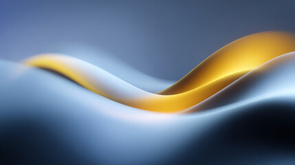 Poster - Abstract waves with smooth gradients of blue and gold, creating a sense of movement and elegance, perfect for backgrounds or designs.