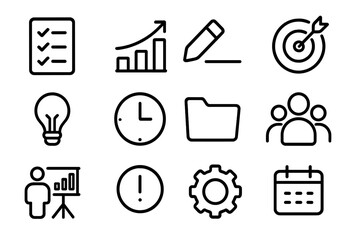 Poster - Set of black business icons on abstract background