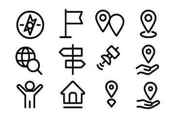 Poster - Navigation icon set: minimalist symbols for gps and location services