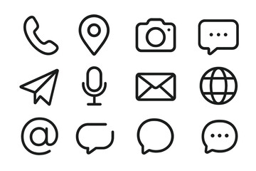 Poster - Dark mode communication icons on subtle gradient background