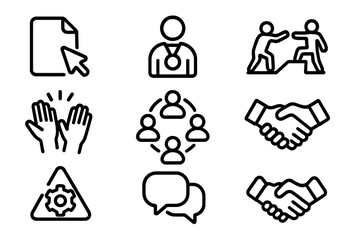 Poster - Minimalist icons representing teamwork, communication, and achievement