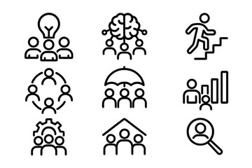 Poster - Creative business teamwork symbols: icons for collaboration and innovation