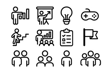 Poster - Minimalist icon set for business and communication themes