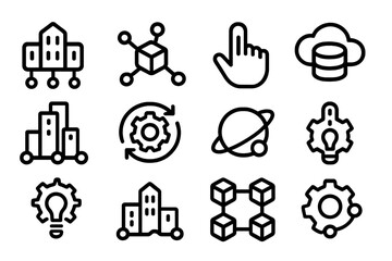Poster - Futuristic technology icons in linear style for digital innovation