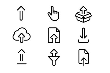 Fototapete - Minimalist linear icons for upload and download actions