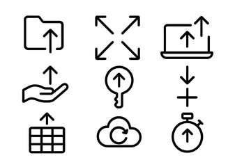 Poster - Upload and synchronization icons in minimalist silhouette style