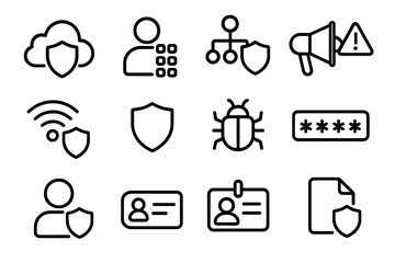 Poster - Minimalist cybersecurity and data protection icons on dark background
