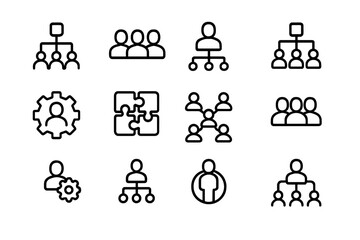 Poster - Minimalist icons representing teamwork and organizational structures