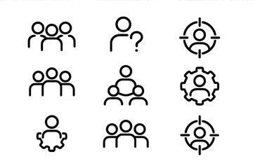 Poster - Minimalist icon set representing teamwork and user concepts