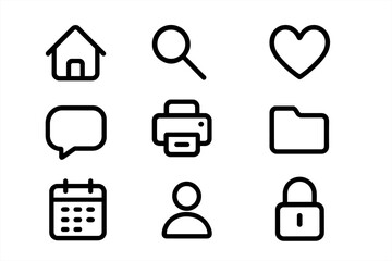 Poster - Minimalist icon set with home, search, and lock symbols on dark background