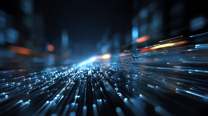 Aufkleber - Dynamic light trails create a sense of speed and innovation, reflecting modern technology and advancement in urban environments.